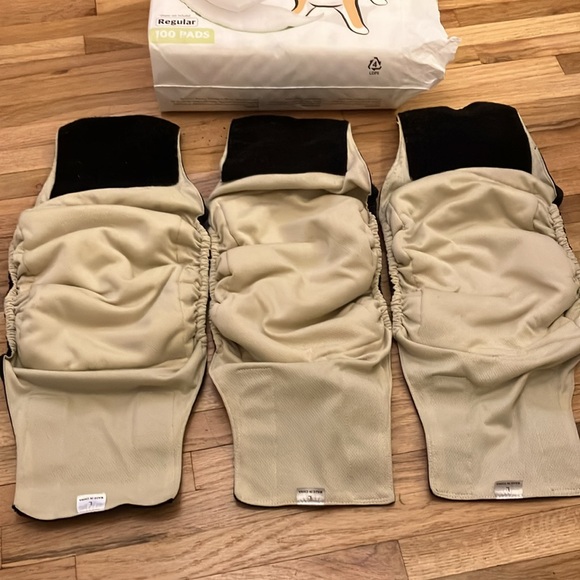 3 Black Lg Reusable MALE PET BELLY BAND WRAPS with 99 each DIAPER LINERS. - Picture 7 of 10